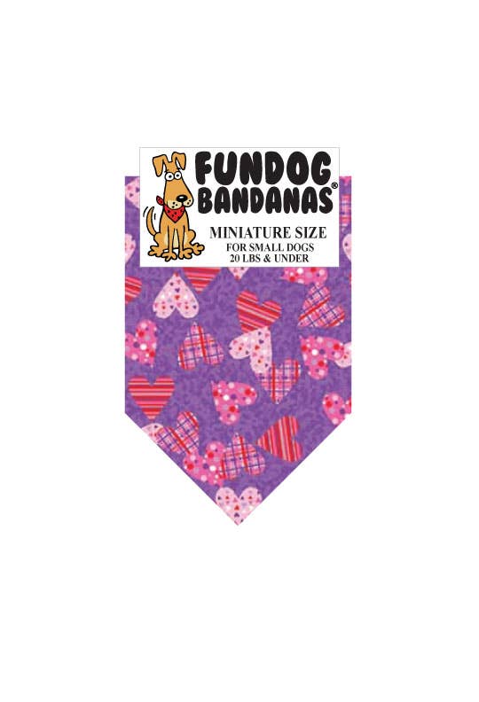 5 Pack - Plaid & Polka Hearts Dog Bandana: One Size Fits Most for Medium to Large Dogs