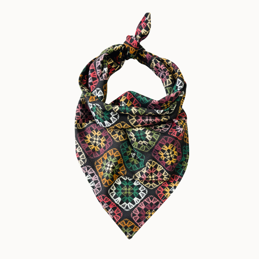 Willow Dog Bandana | Granny Square Crochet-Print Pet Scarf