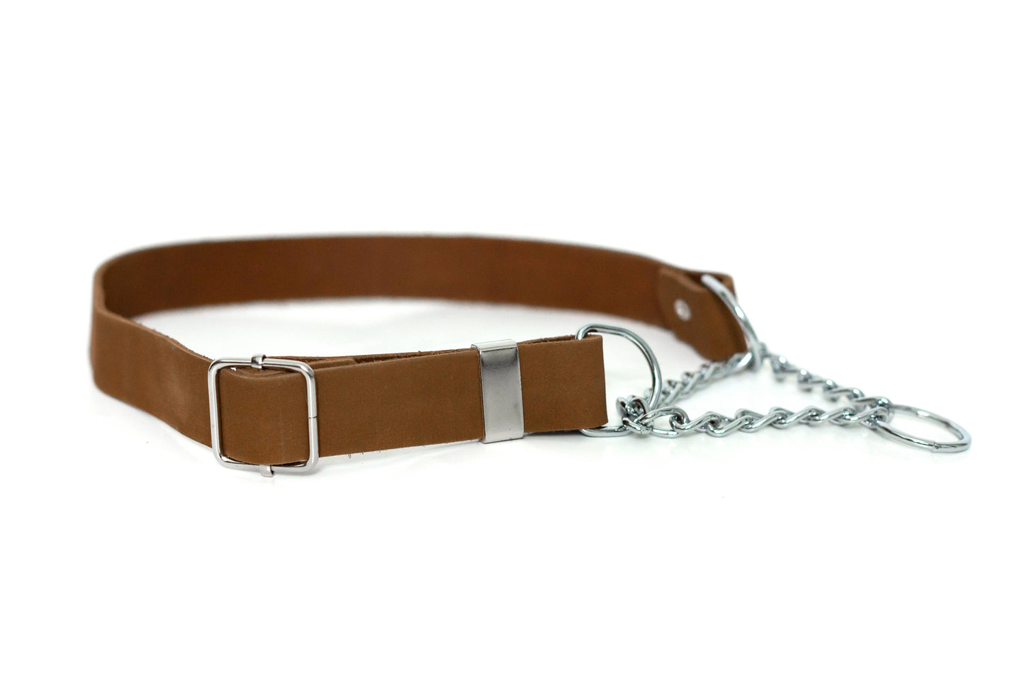 Leather Dog Collar Martingale Soft Modern Style: Chocolate / Small 10"-15"