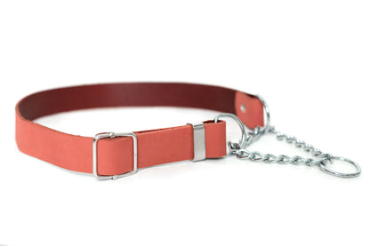 Leather Dog Collar Martingale Soft Modern Style: Chocolate / X-Large 16"-26"