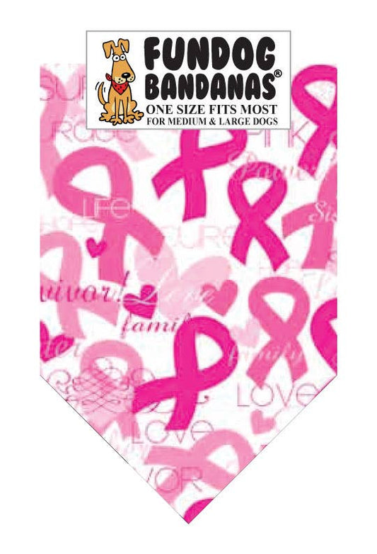 5 Pack - Breast Cancer Survivor Dog Bandana: One Size Fits Most for Medium to Large Dogs