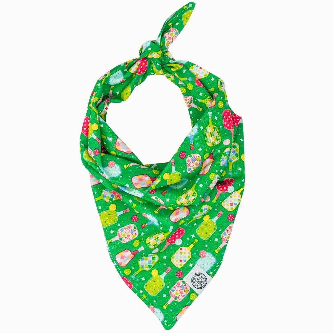Pickles Dog Bandana | Pickleball Summer Sports Pet Accessory: Green / L