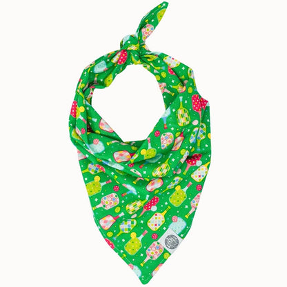 Pickles Dog Bandana | Pickleball Summer Sports Pet Accessory: Green / L