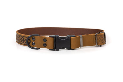 Leather Dog Collar Soft Celtic Sport Style: Tan Soft / M 3/4" Wide 12"-18" Range