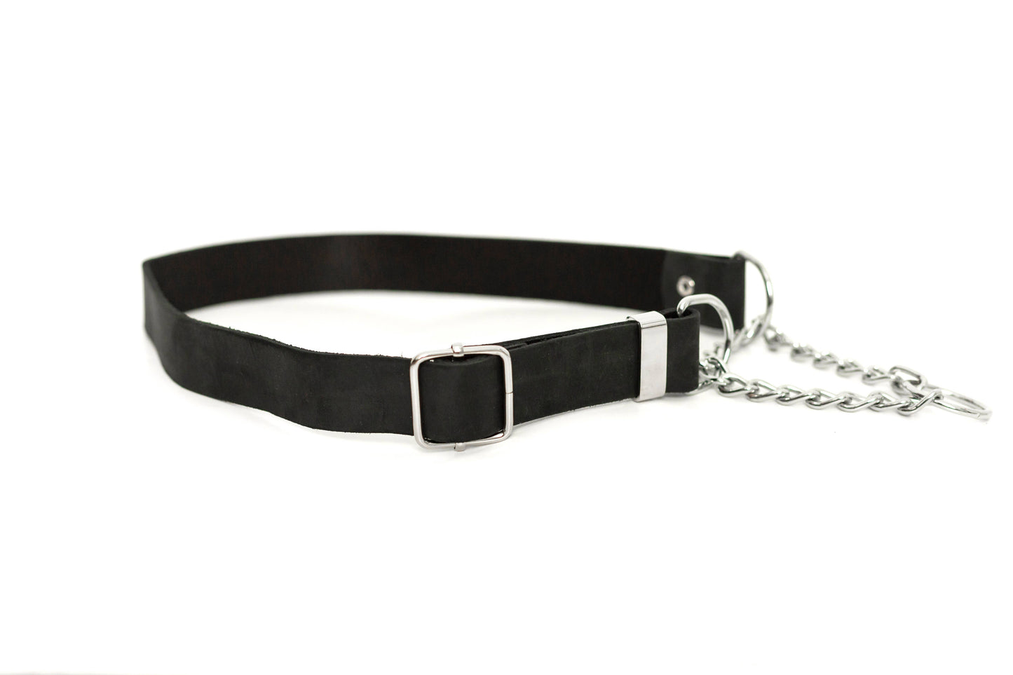 Leather Dog Collar Martingale Soft Modern Style: Chocolate / Medium 12"-18"