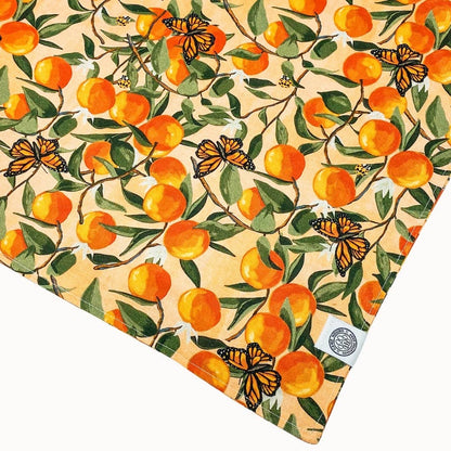 Clem Dog Bandana | Spring Orange Butterfly Watercolor Scarf: Orange / M