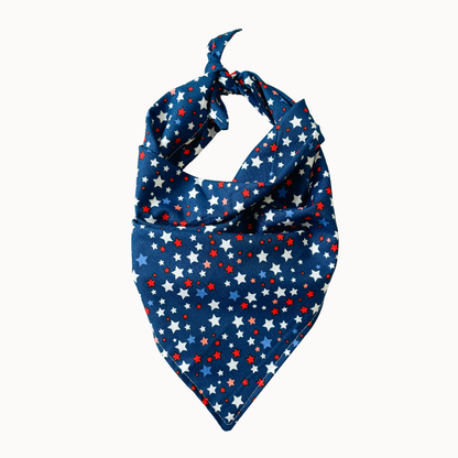 Liberty Dog Bandana | Star Fourth of July Pet Scarf: Blue / M