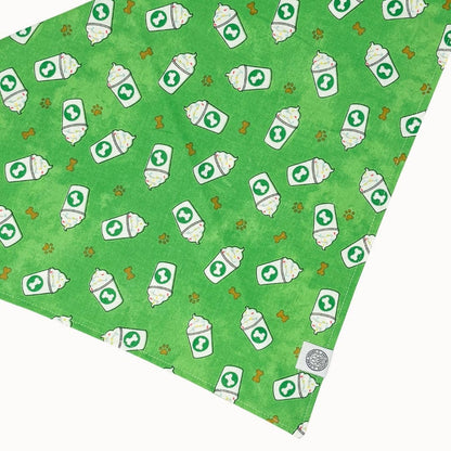 Mocha Dog Bandana | Pup Cup Coffee To-Go Pet Accessory: Green / M
