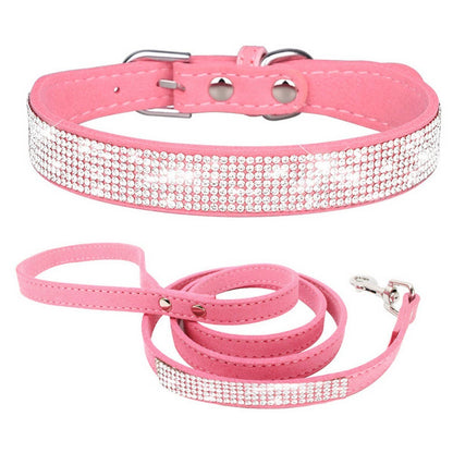 Shiny Rhinestone Pet Collar and Leash Set_CWMM5973