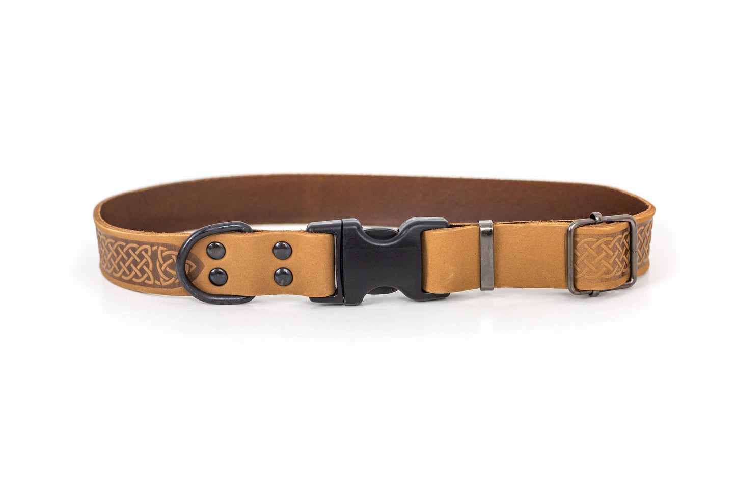Leather Dog Collar Soft Celtic Sport Style: Chocolate Hard / S 5/8" Wide 10"-15" Range
