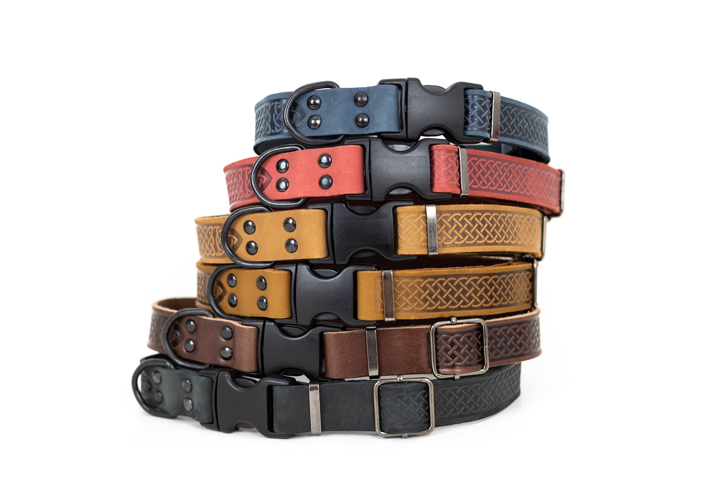 Leather Dog Collar Soft Celtic Sport Style: Chocolate Hard / L 1" Wide 15"-23" Range