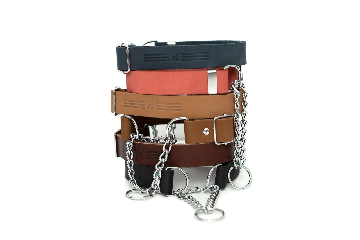 Leather Dog Collar Martingale Soft Modern Style: Chocolate / Large 15"-23"