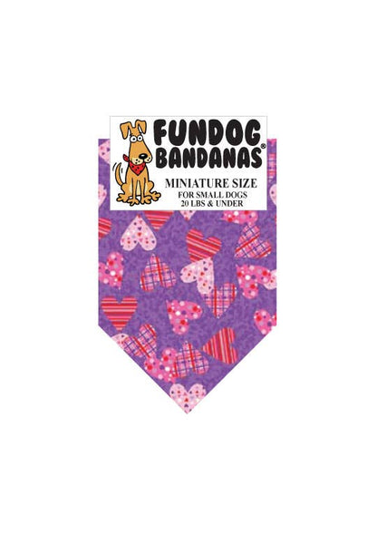 5 Pack - Plaid & Polka Hearts Dog Bandana: One Size Fits Most for Medium to Large Dogs